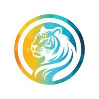 ilustração vetorial de design de logotipo de tigre rugindo vetor