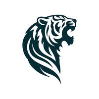 ilustração vetorial de design de logotipo de tigre rugindo vetor