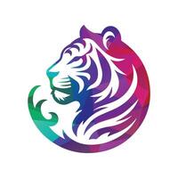 ilustração vetorial de design de logotipo de tigre rugindo vetor