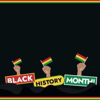 Preto história mês 2024 bandeira. a comemorar Preto história mês para sacrifícios do africano americanos. mãos segurando bandeira para Preto história mês com cores preto, vermelho, amarelo e verde. vetor