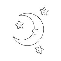 mão desenhado crianças desenhando desenho animado vetor ilustração lua e estrelas ícone isolado em branco fundo