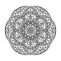 mandala preto e branco para colorir ilustração vetorial de página vetor