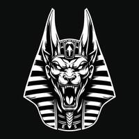 Sombrio arte Bravo anubis cabeça Preto e branco ilustração vetor