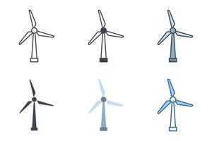 vento turbina ícones com diferente estilos. vento poder símbolo vetor ilustração isolado em branco fundo