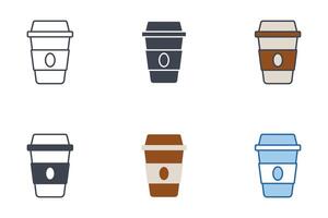 café copo ícones com diferente estilos. descartável café copo símbolo vetor ilustração isolado em branco fundo