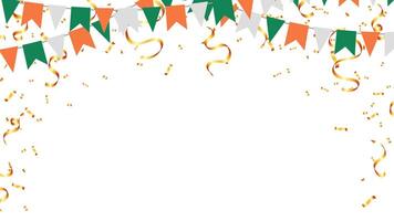 Irlanda cor conceito festa bandeiras e confete. celebração, aniversário. vetor ilustração