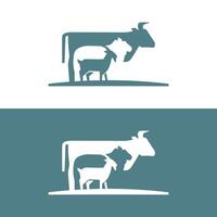 vetor silhueta ilustração vaca frango bode animal Fazenda grupo logotipo