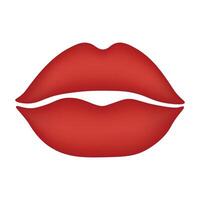 lindo 3d vermelho fosco lábios isolado em uma transparente fundo. feliz dia dos namorados dia ou mulheres dia. vetor ilustração.