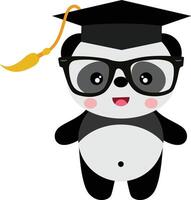 fofa panda com graduação boné vetor