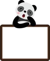 surpresa fofa panda com em branco quadro, Armação vetor