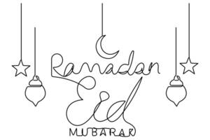 islâmico decoração conceito Ramadã kareem contínuo 1 linha arte desenhando do eid Mubarak vetor ilustração