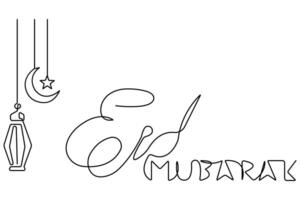 islâmico decoração conceito Ramadã kareem contínuo 1 linha arte desenhando do eid Mubarak vetor ilustração