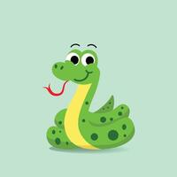 fofa desenho animado serpente .bebê verde serpente vetor