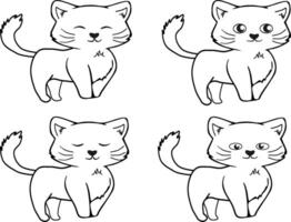 conjunto do gatos desenho animado linha arte vetor