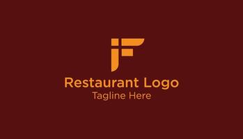 carta f com restaurante logotipo vetor