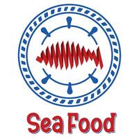 mar Comida local Comida logotipo vetor ilustração