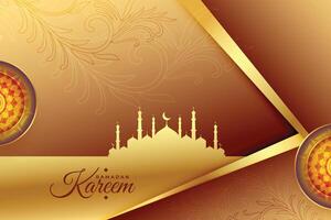 dourado Ramadã kareem lindo islâmico cartão Projeto vetor