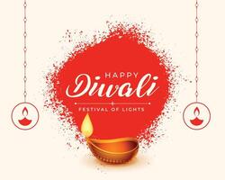 hindu religioso feliz diwali fundo com queimando óleo luminária vetor