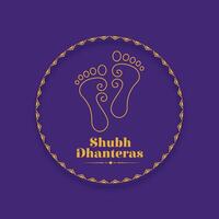 alegre shubh dhanteras religioso fundo para deusa pés para adoração vetor