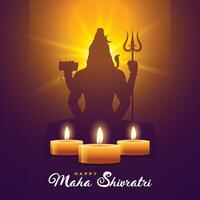 hindu cultural maha Shivratri desejos fundo com brilhando diya vetor