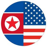 EUA vs norte Coréia. bandeira do Unidos estados do América e norte Coréia dentro círculo forma vetor