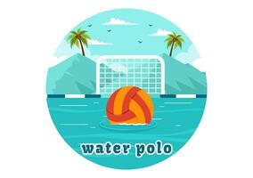 água pólo esporte vetor ilustração com jogador jogando para lançar a bola em a oponentes objetivo dentro a natação piscina dentro plano desenho animado fundo