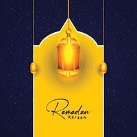 Ramadã kareem islâmico ocasião com lanternas saudações fundo vetor