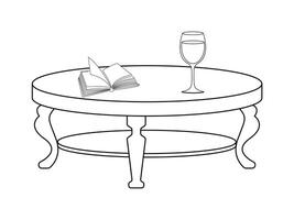 café e chá mesa com vidro e de madeira mesa, copo do quente chá e chá folha em a de madeira mesa e a chá plantações fundo vetor