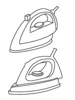 ferro ícone conjunto do alisamento ferro vetor ícones. seco e vapor ferro vetor ícone definir. ferro plano linha ícones definir. plano ferro placa ilustração.