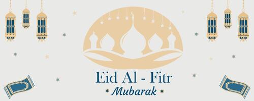 eid al-fitr ornamental bandeira fundo Projeto modelo. islâmico poster dentro árabe estilo vetor