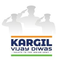 Dia 26 Julho Kargil vitória dia fundo com Guerreiro saudando silhueta vetor