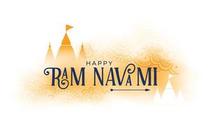 senhor RAM navami festival desejos bênção cartão com templos vetor