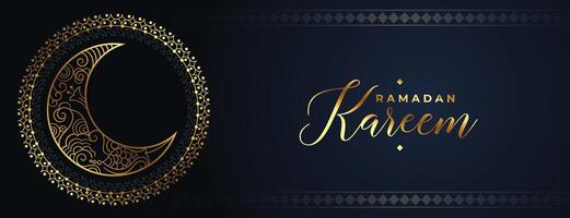 decorativo Ramadã kareem árabe estilo dourado lua bandeira vetor