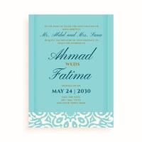 elegante muçulmano Nikah cerimônia ecard modelo para casais especial dia vetor