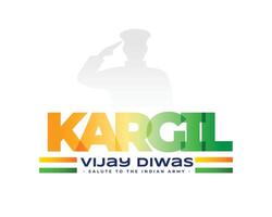 Dia 26 Julho Kargil vitória dia fundo com saudando soldado silhueta vetor