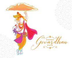 indiano festival govardhan pooja celebração fundo para senhor Krishna bênção vetor