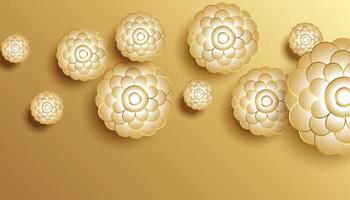 3d estilo dourado flores decorativo fundo Projeto vetor