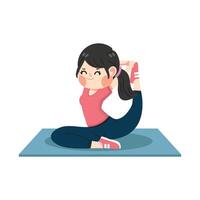 fofa mulher exercício fazendo ioga vetor