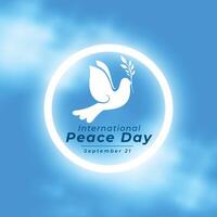 brilhando internacional Paz dia evento poster com fumaça efeito vetor