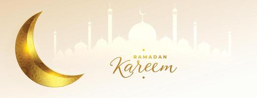 Ramadã kareem islâmico dourado 3d lua bênçãos bandeira Projeto vetor