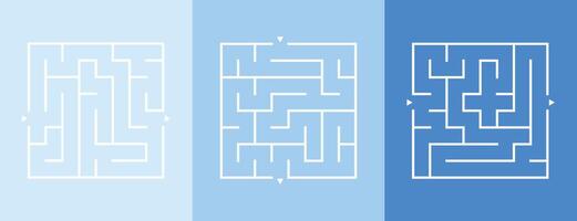 conjunto do três labirinto quadrado padronizar bandeira pensar e resolver mistério vetor