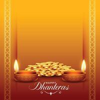 lindo shubh dhanteras religioso evento fundo orar para dinheiro e prosperidade vetor