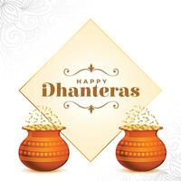 feliz dhanteras religioso evento fundo comemoro akshaya tritiya com moeda Panela vetor