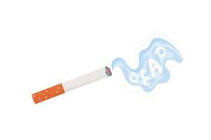 fumar cigarro com fumaça e morte inscrição. vetor ilustração em branco fundo.