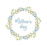 mães dia, texto com floral quadro, Armação em branco fundo, para cartão projeto, Parabéns vetor