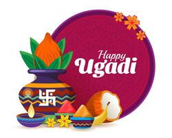 feliz Ugadi festival celebração cumprimento fundo vetor