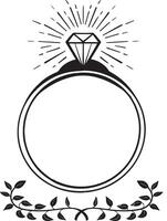 mão desenhado Casamento anel com diamante vetor ilustração