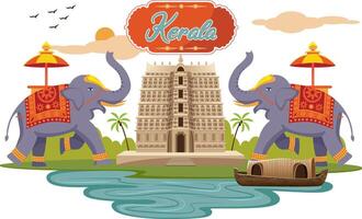 Kerala Projeto têmpora e elefante vetor