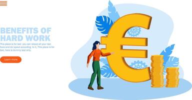 pessoa olhando às euro placa com moedas conceito vetor ilustração