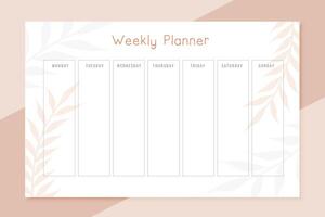 semanal organizador calendário modelo plano dias da semana vetor